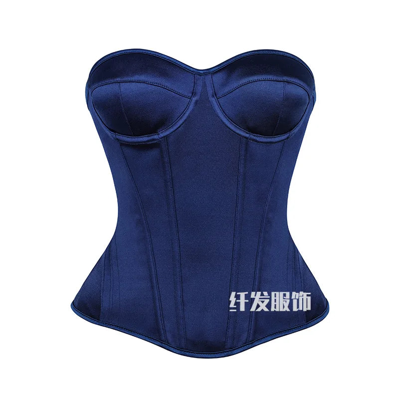Black Corset Tops Women Victorian Lace Up Overbust Bustiers Sleeveless Gothic Body Shaper Padded Cup Corselet Streetwear