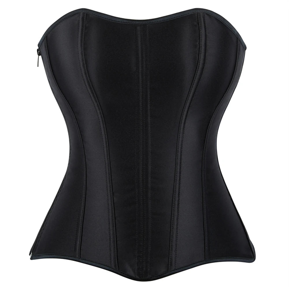Black Corset Tops Women Victorian Lace Up Overbust Bustiers Sleeveless Gothic Body Shaper Padded Cup Corselet Streetwear