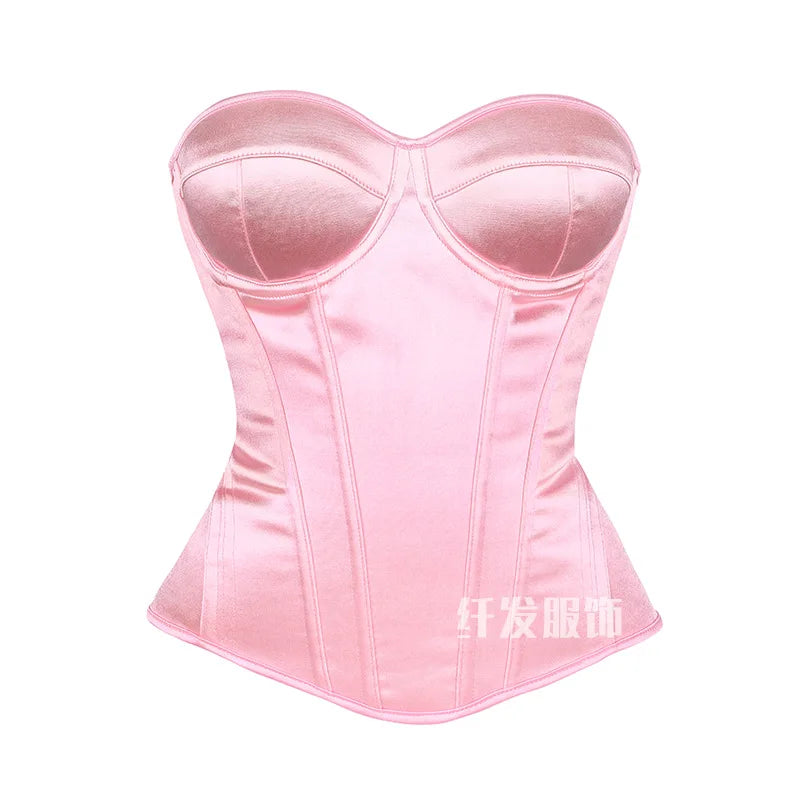Black Corset Tops Women Victorian Lace Up Overbust Bustiers Sleeveless Gothic Body Shaper Padded Cup Corselet Streetwear