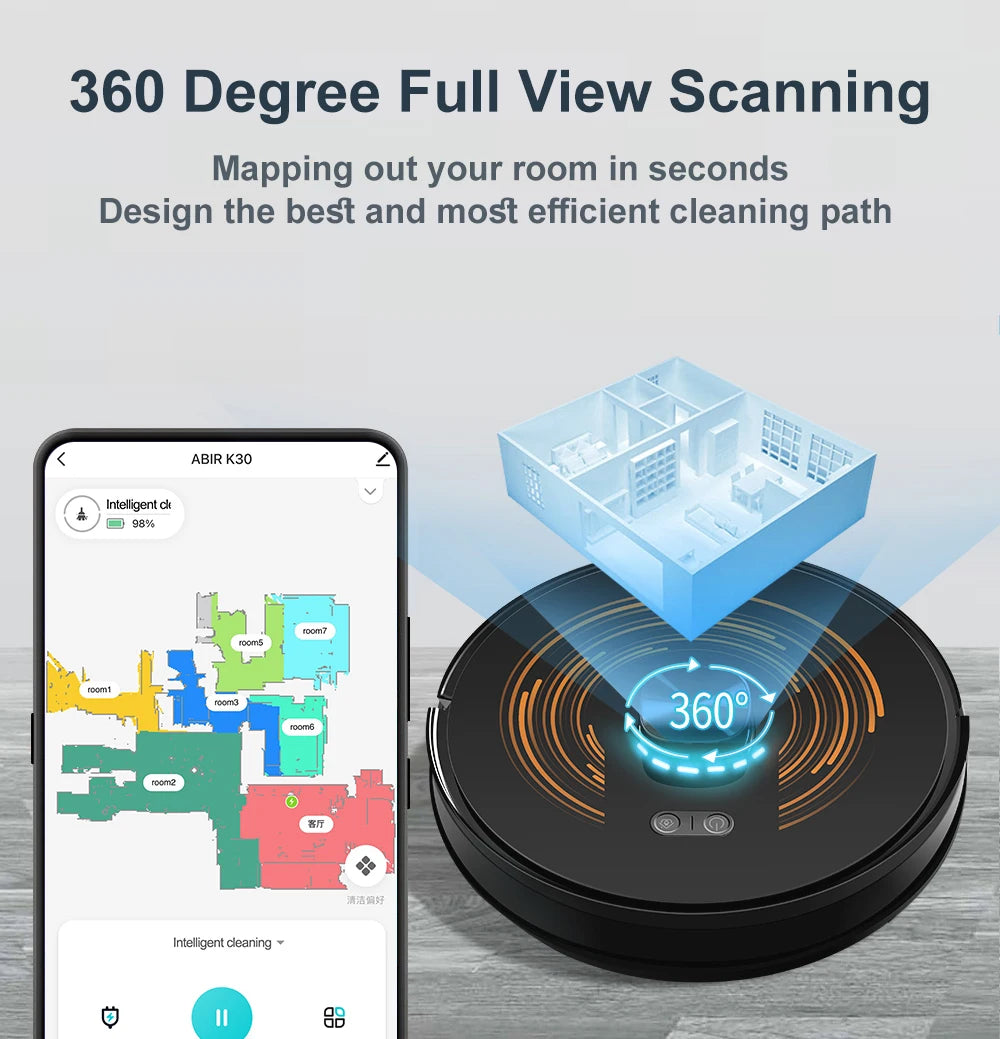 Smart Robot Vacuum Cleaner, Auto-Empty Station, Dual Lidar, 6500PA Suction,Multi-Floor Maping, Smart Home Wet Dry Appliance
