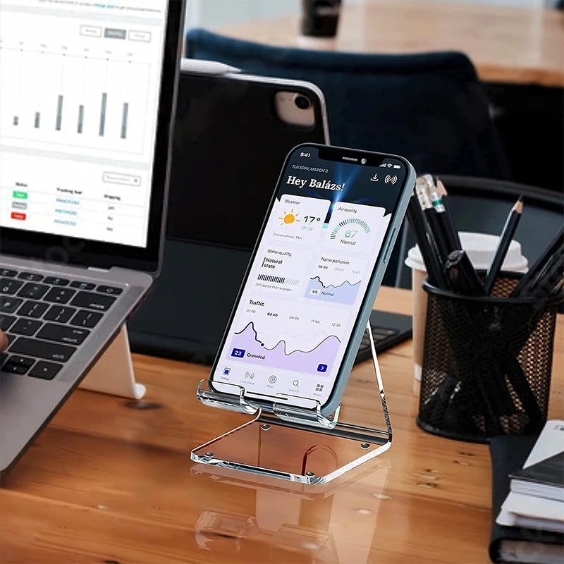 Clear Acrylic Cell Phone Stand Desk Dock Holder For Smartphone Universal Desktop Charger Support Telephone Mount