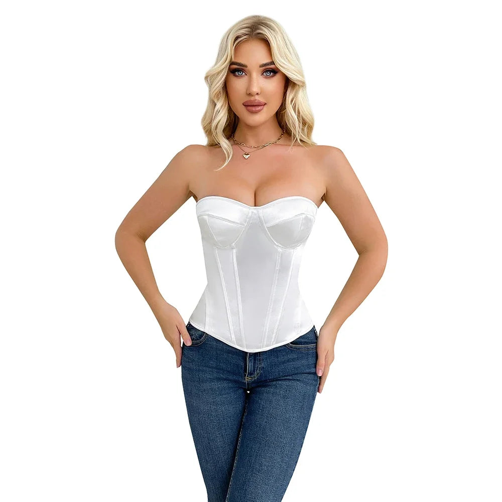 Black Corset Tops Women Victorian Lace Up Overbust Bustiers Sleeveless Gothic Body Shaper Padded Cup Corselet Streetwear
