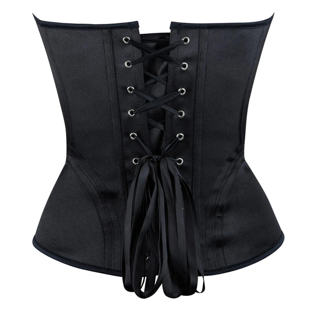 Black Corset Tops Women Victorian Lace Up Overbust Bustiers Sleeveless Gothic Body Shaper Padded Cup Corselet Streetwear
