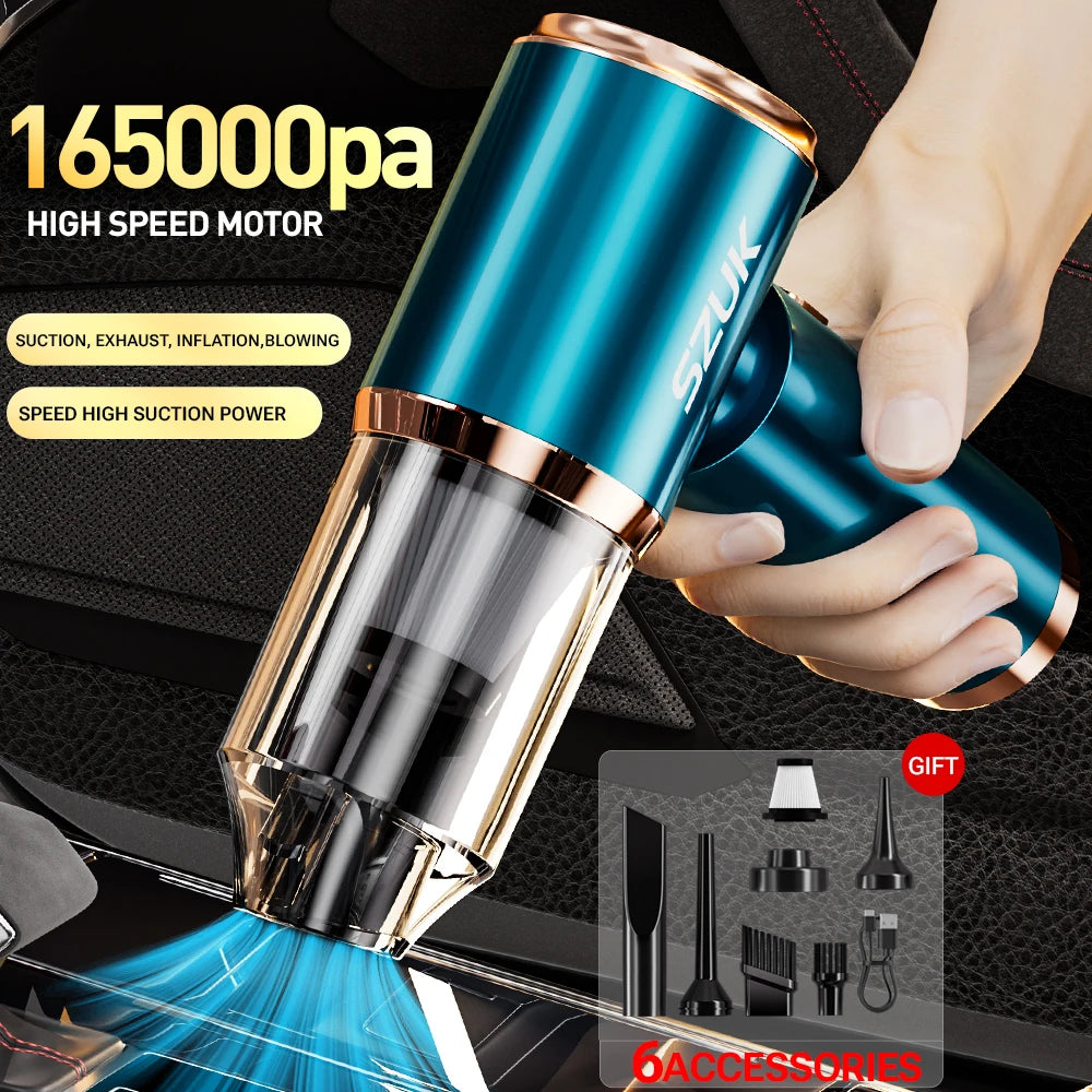SZUK New Mini Car Vacuum Cleaner 165000Pa Wireless Vacuum Cleaner Powerful Suction Handheld Portable Vacuum Cleaner for Car