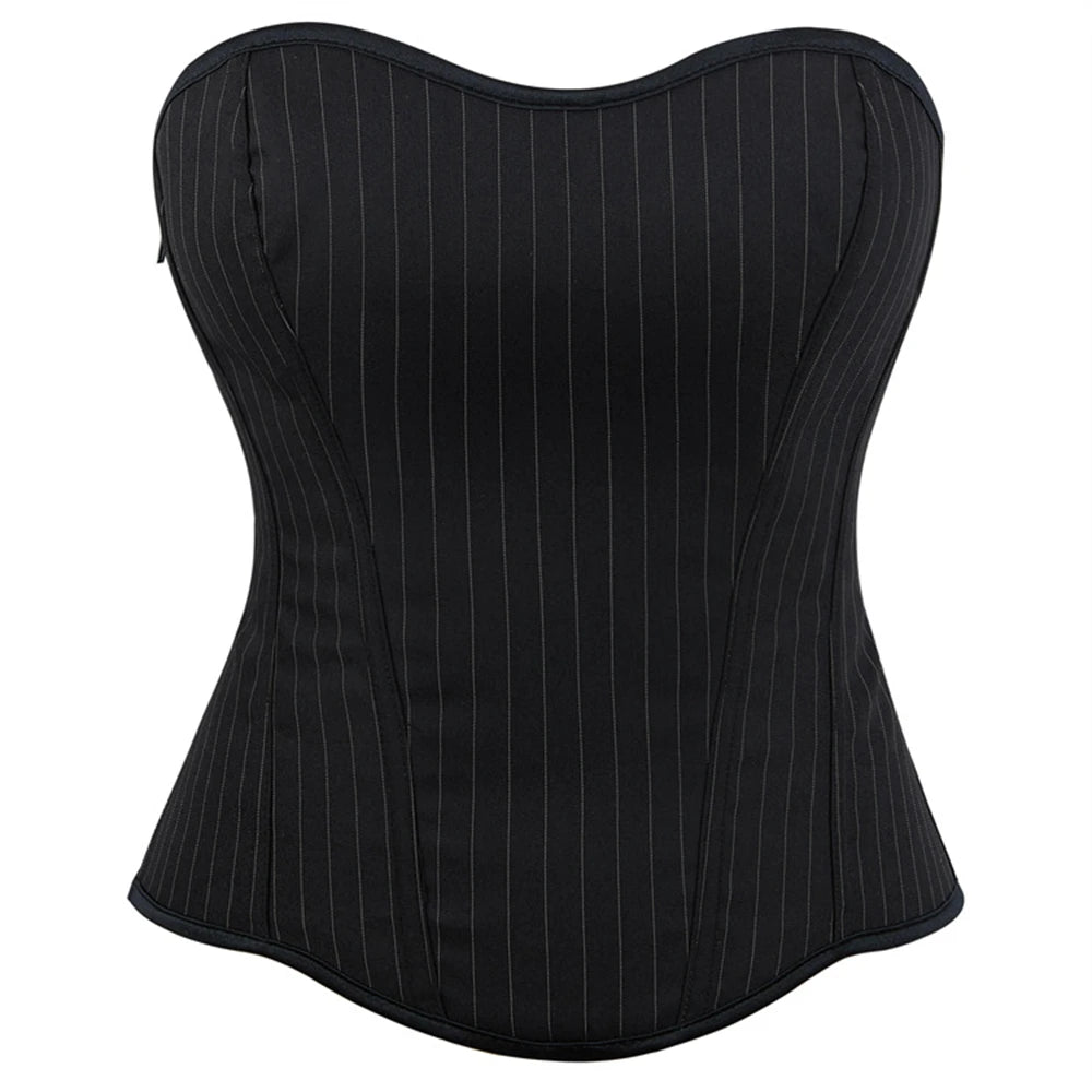 Black Corset Tops Women Victorian Lace Up Overbust Bustiers Sleeveless Gothic Body Shaper Padded Cup Corselet Streetwear