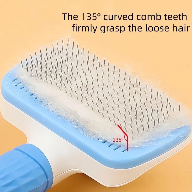 Self Cleaning Pet Hair Remover Brush Dog Cat Grooming Comb Efficient Dematting Tool Removes Loose Fur for Pets Daily Care