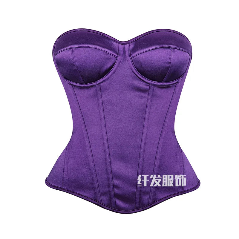 Black Corset Tops Women Victorian Lace Up Overbust Bustiers Sleeveless Gothic Body Shaper Padded Cup Corselet Streetwear