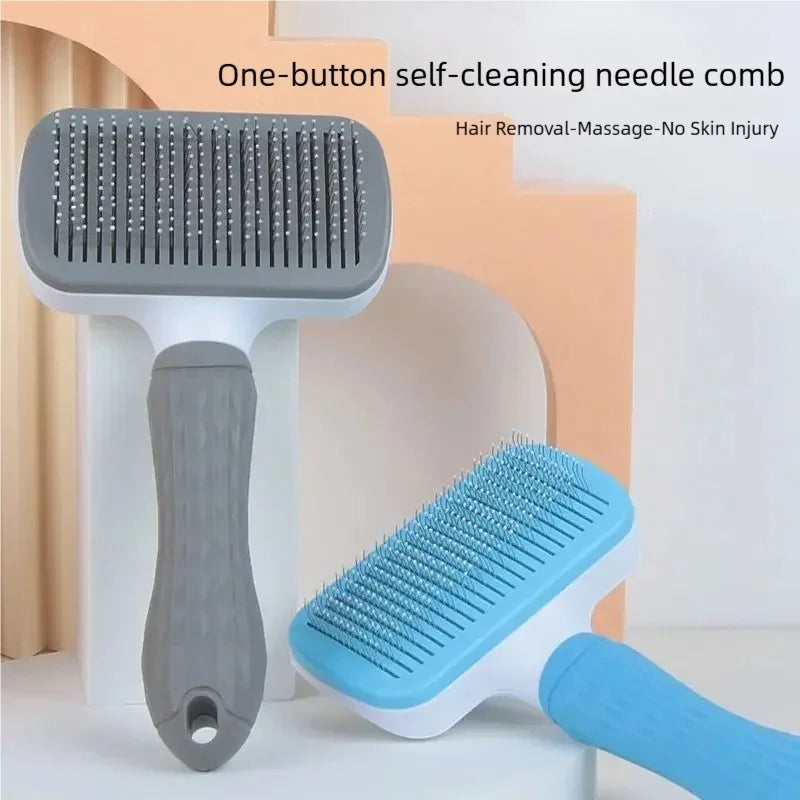 Self Cleaning Pet Hair Remover Brush Dog Cat Grooming Comb Efficient Dematting Tool Removes Loose Fur for Pets Daily Care
