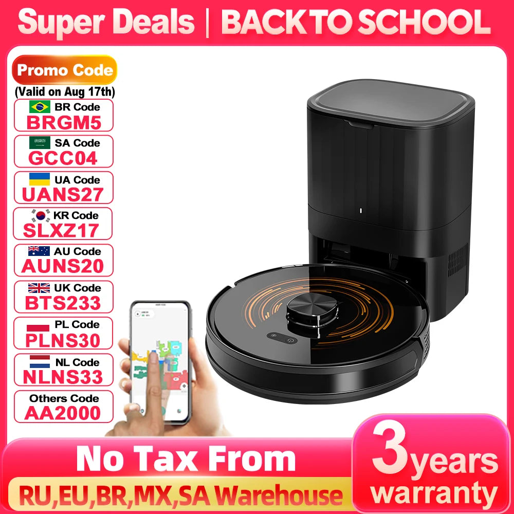 ABIR K30 Robot Vacuum Cleaner, Auto-Empty Station, Dual Lidar, 6500PA Suction,Multi-Floor Maping, Smart Home Wet Dry Appliance