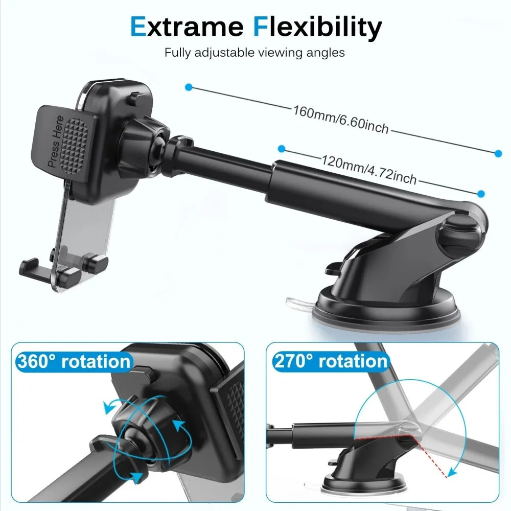 Car Cell Phone Holder 4.7-7 Inch Acrylic Clip Stand Car Mount for Dashboard Windshield Auto Accessories Support Phone Bracket