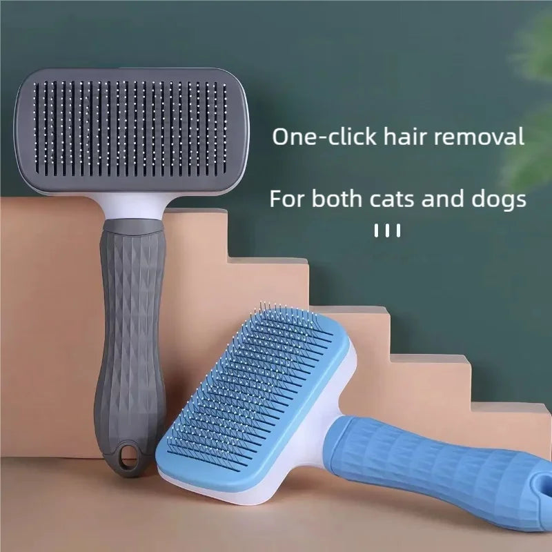 Self Cleaning Pet Hair Remover Brush Dog Cat Grooming Comb Efficient Dematting Tool Removes Loose Fur for Pets Daily Care