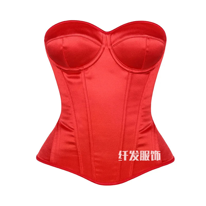 Black Corset Tops Women Victorian Lace Up Overbust Bustiers Sleeveless Gothic Body Shaper Padded Cup Corselet Streetwear