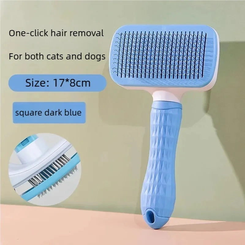 Self Cleaning Pet Hair Remover Brush Dog Cat Grooming Comb Efficient Dematting Tool Removes Loose Fur for Pets Daily Care