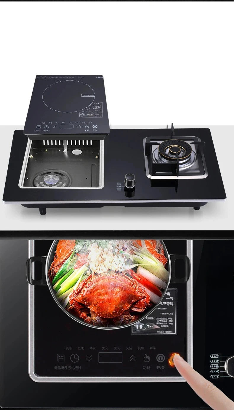 Kitchen Embedded Stove Induction Cooker Timing Energy-saving Fierce Stove Double Cooktop Flip-type Radiant-cooker