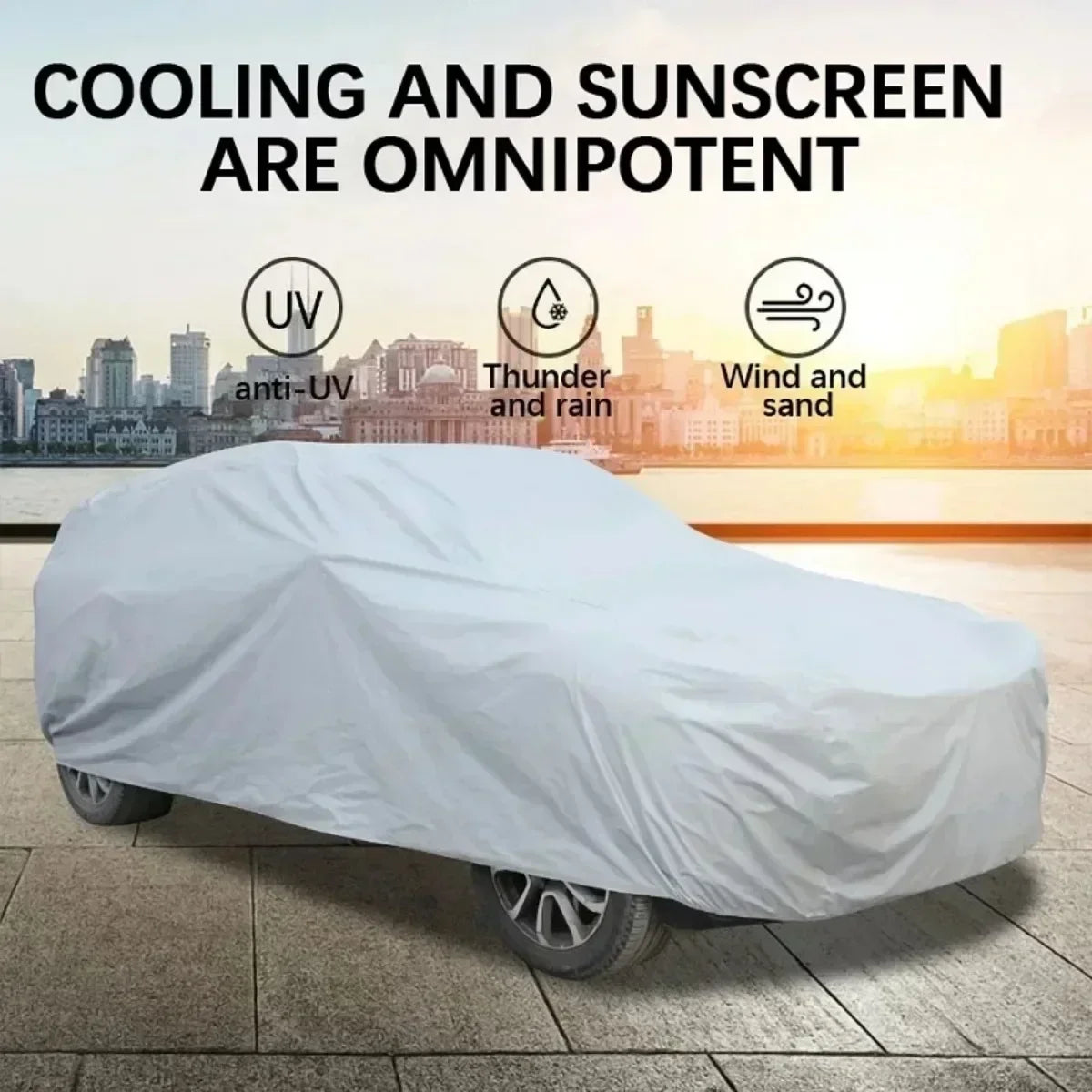 Car Cover Protection Outdoor Exterior Sun Snow UV Winter Summer SUV Sedan Auto Sunshade Dustproof Waterproof Black Silver